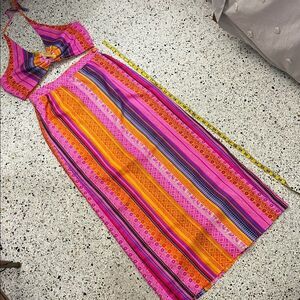 Designed Exclusively by Vincenti maxi skirt set crop top medium m pink